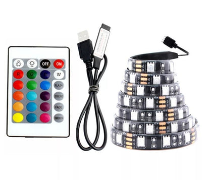 LED Strip Lights 5050 RGB Light Colour Changing Tape Cabinet TV USB Remote Xmas