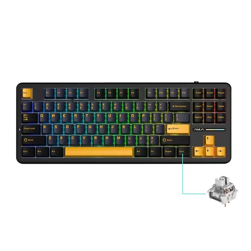 F87Pro Mechanical Keyboard 2.4G/Usb/Bluetooth Tri Mode Wireless 87 Key 5 Layer Silencing Filling Suitable for Gaming+Typing