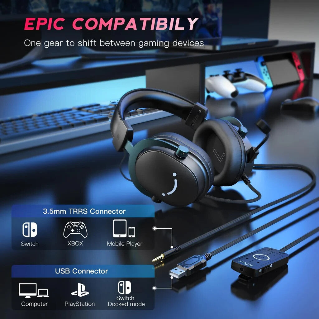 FIFINE H9 USB Gaming Headset for PC Switch Xbox PS5 Headphones Volume Control