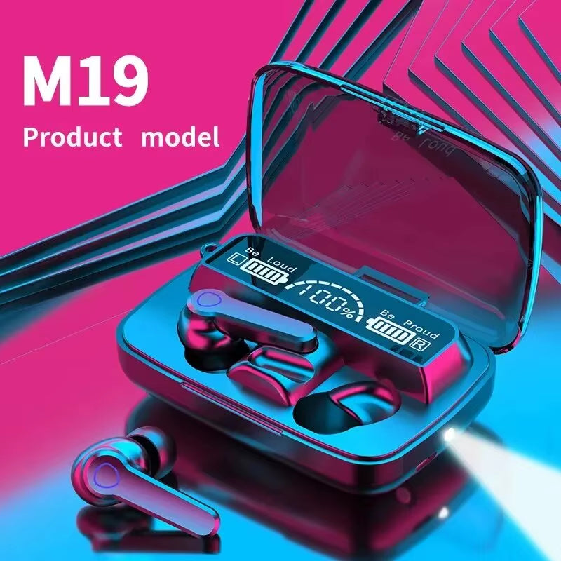 M19 Bluetooth Headset Wireless Tws Gaming Support Noise-Cancelling Touch In-Ear Mini Emergency Power Bank Headset