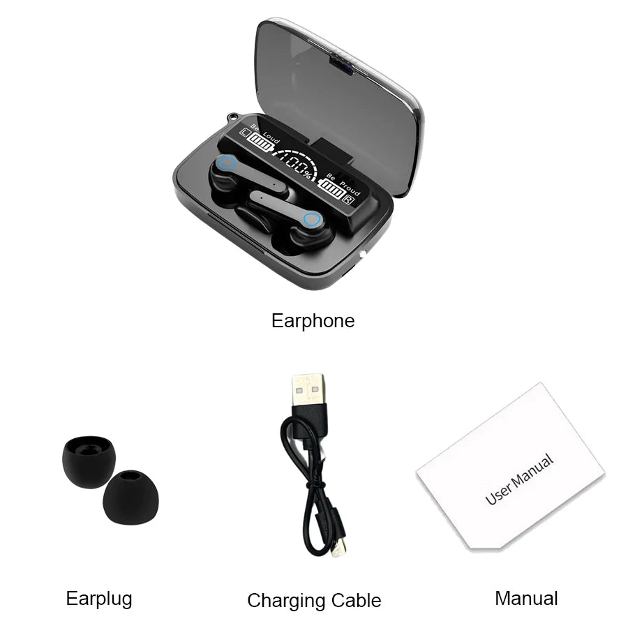 M19 Bluetooth Headset Wireless Tws Gaming Support Noise-Cancelling Touch In-Ear Mini Emergency Power Bank Headset