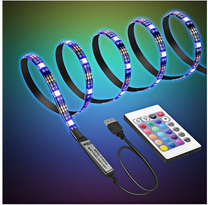 LED Strip Lights 5050 RGB Light Colour Changing Tape Cabinet TV USB Remote Xmas